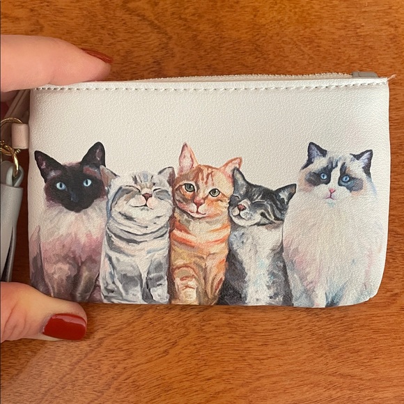 Chic Cat Print Wallet with Keychain - Picture 2 of 7